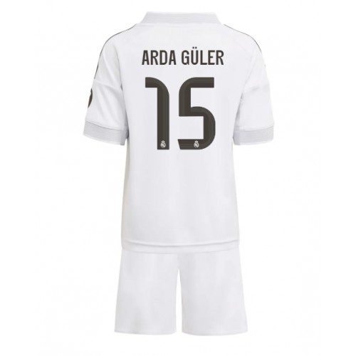 Stroje piłkarskie Real Madrid Arda Guler #15 Koszulka Podstawowej dla dzieci 2025-26 Krótki Rękaw (+ szorty)